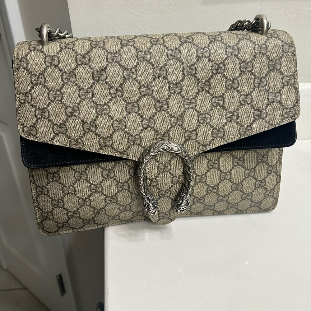 Gucci Dionysus GG Supreme Large Shoulder Bag Black/Beige